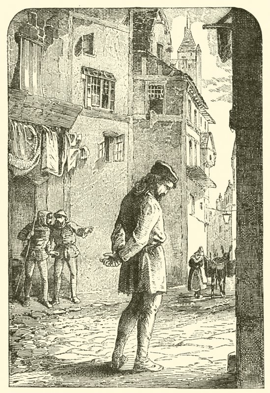Bernard Palissy, Huguenot çömlekçisi, sokaklarda başı öne eğik by English School