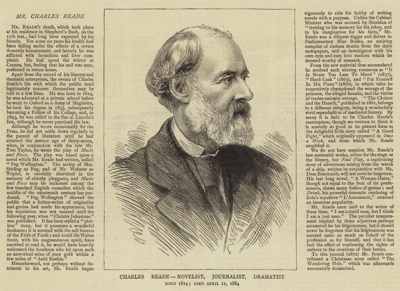 Charles Reade, Romancı, Gazeteci, Oyun Yazarı by English School
