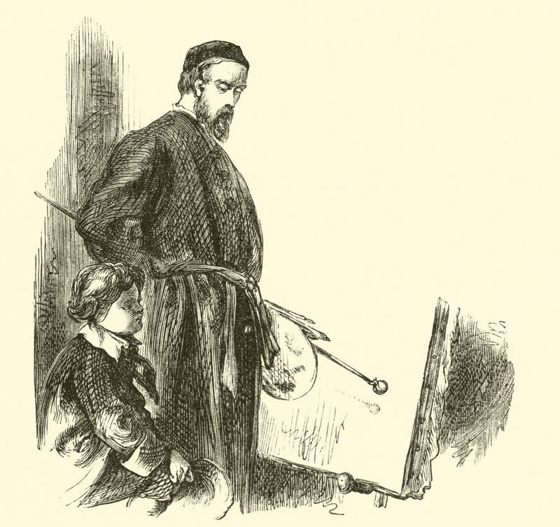 Goethe, çocuk, ressam atölyesinde by English School