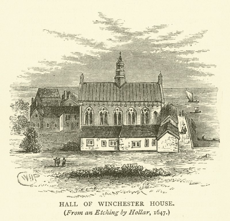 Hollar tarafından bir gravürden Winchester House Salonu, 1647 by English School