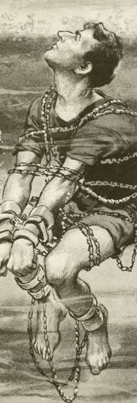 Harry Houdini, kelepçeli ve zincirli, su altında by English School