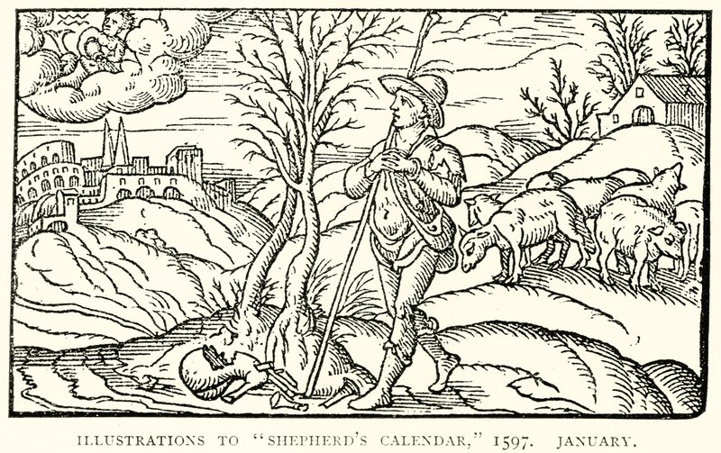 Çoban Takvimine Çizimler, 1597. Ocak by English School