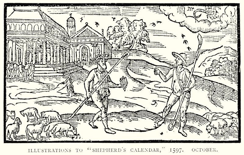 Çoban Takvimine Çizimler, 1597. Ekim by English School