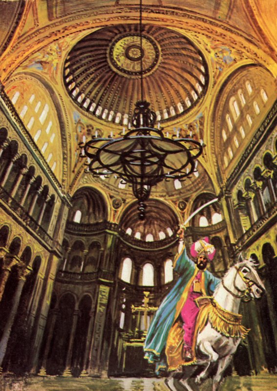 Sultan Mehmed atına binerek Ayasofya