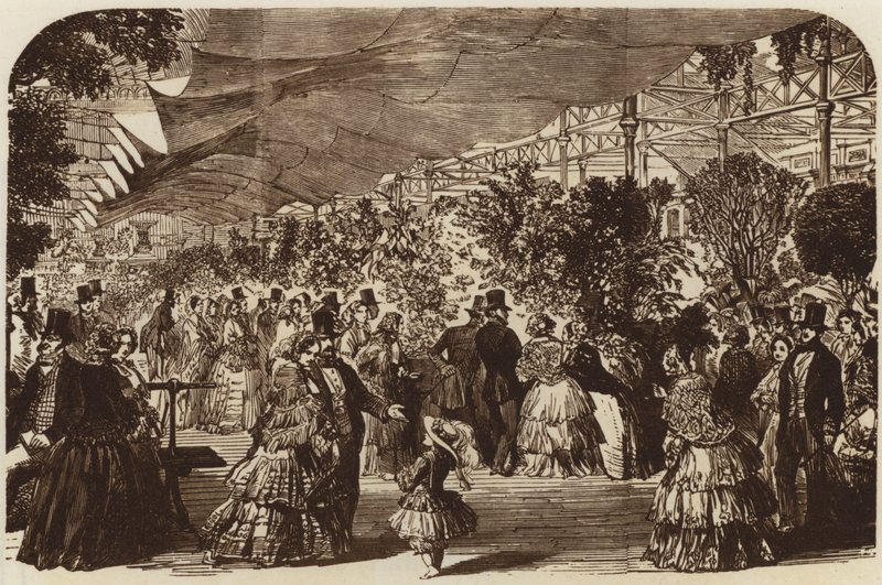Bahçe Bitkileri Sergisi, Doğu Nef, 1855 (gravür) by English School