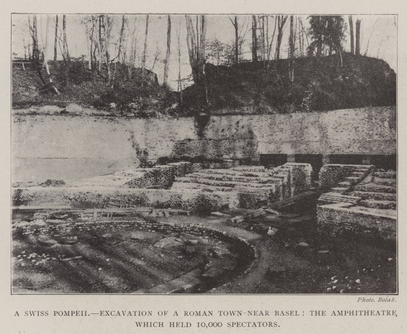 Bir İsviçre Pompeii, Basel yakınlarındaki bir Roma Kasabasının Kazısı, 10.000 Seyircinin Yer aldığı Amfitiyatro by English Photographer