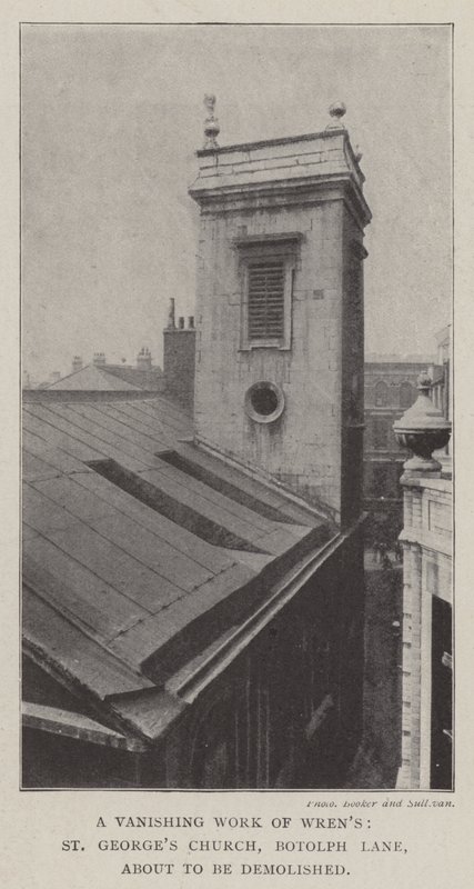 Yıkılmak üzere olan Wrens, St Georges Kilisesi, Botolph Lane