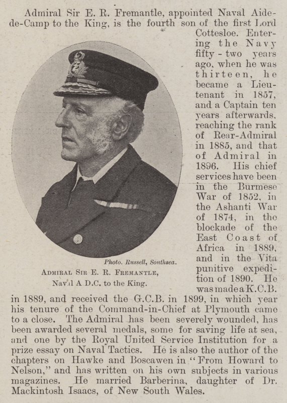 Amiral Sir ER Fremantle, Kral