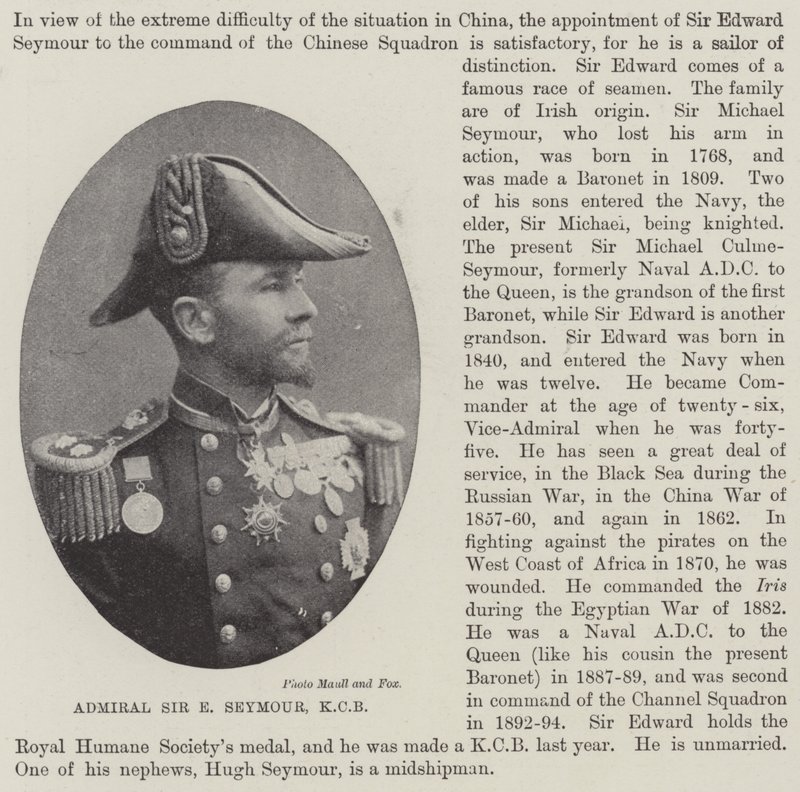 Amiral Sir E Seymour, KKB by English Photographer