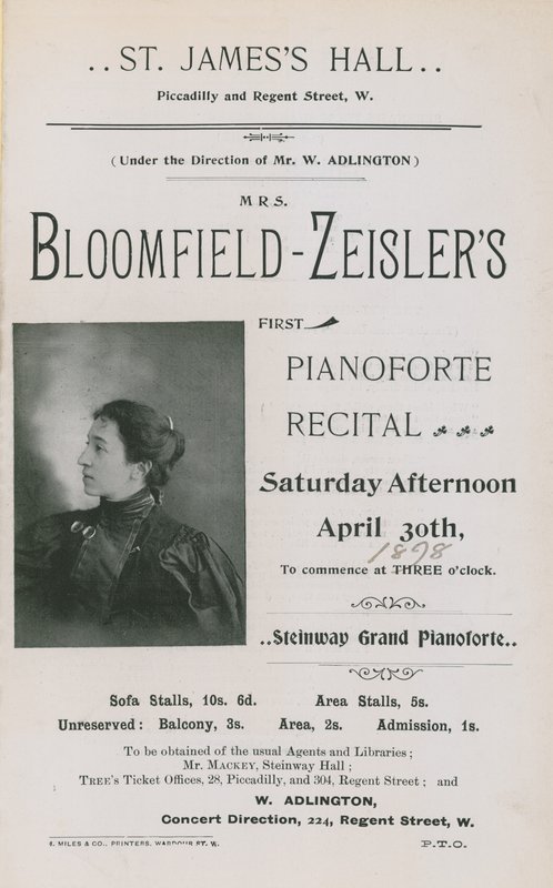 Fannie Bloomfield-Zeisler tarafından bir konser için reklam by English Photographer