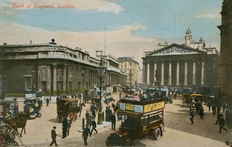 İngiltere Bankası, Londra. 1913 yılında gönderilen kartpostal. by English Photographer