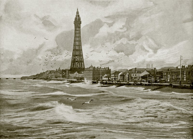 Eyfel Kulesi ile Blackpool (s/b fotoğraf) by English Photographer