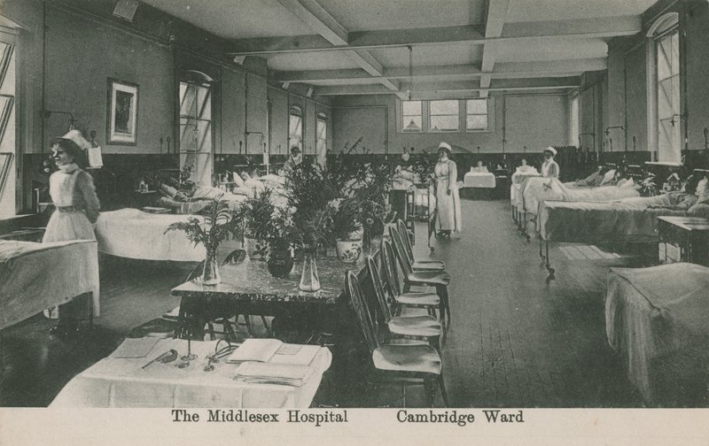 Cambridge Ward, Middlesex Hastanesi, Londra. Kartpostal 16 Ağustos 1913