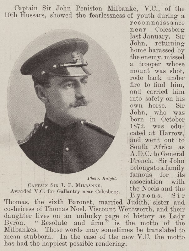 Kaptan Sir JP Milbanke, Colesberg yakınlarındaki Gallantry için VC ile ödüllendirildi by English Photographer