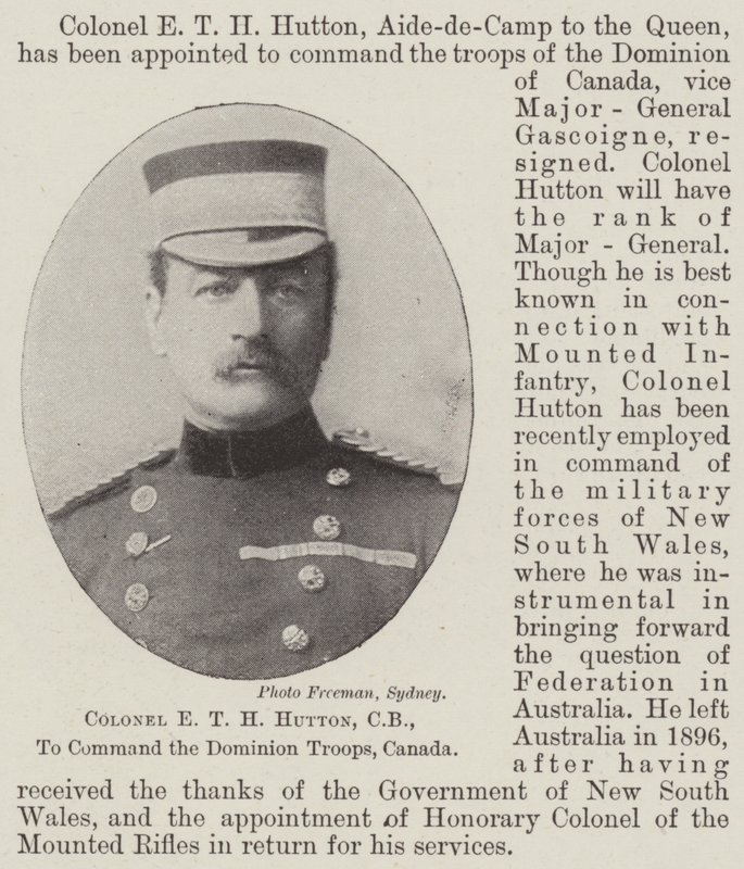 Albay ETH Hutton, CB, Dominion Troops, Kanada