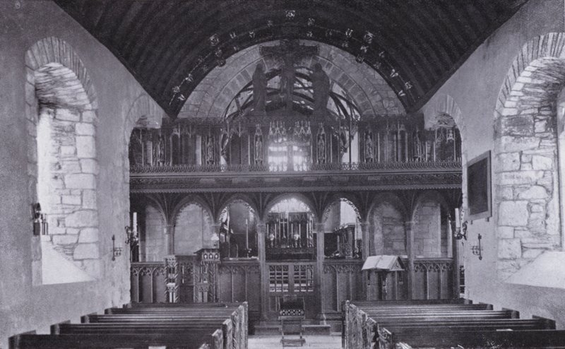 Cornwall: Ekran, St Crantock Kilisesi (s/b fotoğraf) by English Photographer