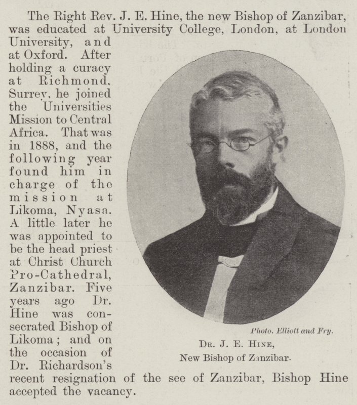 Dr JE Hine, Zanzibar