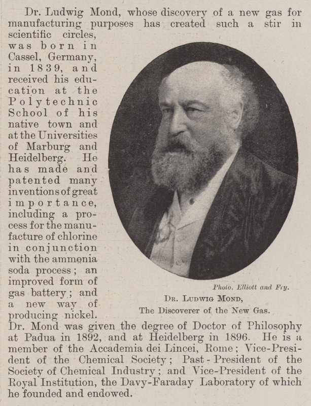 Dr Ludwig Mond, Yeni Gazın Keşfi by English Photographer