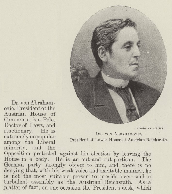 Avusturya Reichsrat Alt Meclisi Başkanı Dr von Abramovich by English Photographer
