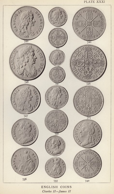 İngiliz Paraları, Charles II, James II (s/b fotoğraf) by English Photographer