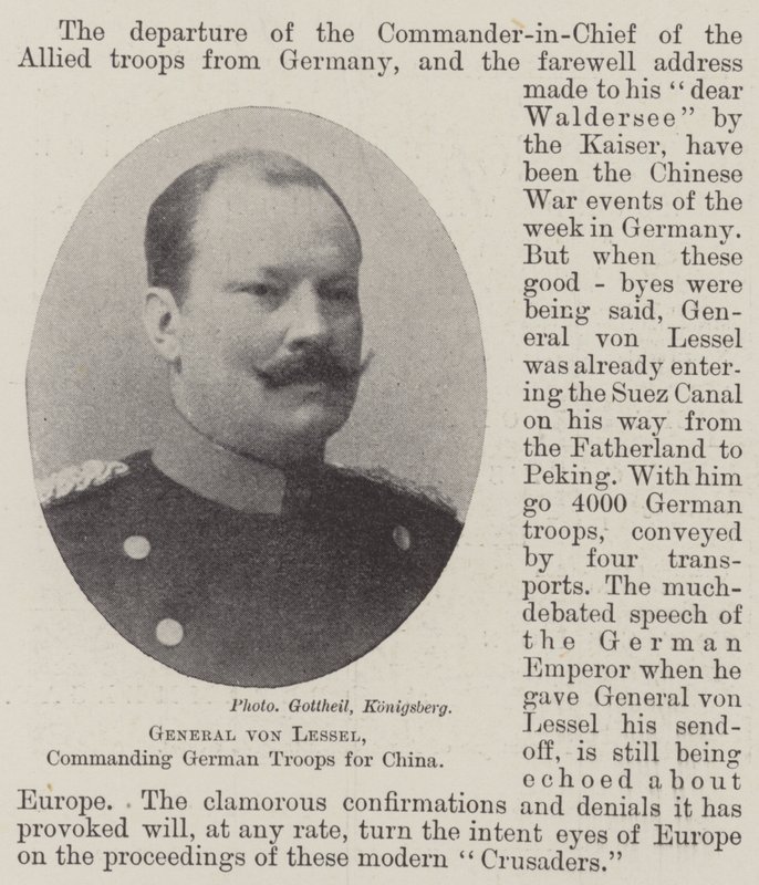 General von Lessel, Çin için Alman Birliklerine komuta ediyor by English Photographer