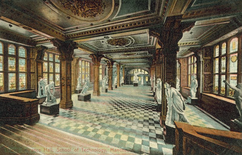 Büyük Giriş Salonu, Teknoloji Okulu, Manchester (renkli fotoğraf) by English Photographer