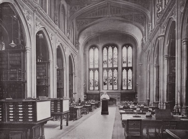 Guildhall Kütüphanesi, Chaucer Büstü ile by English Photographer