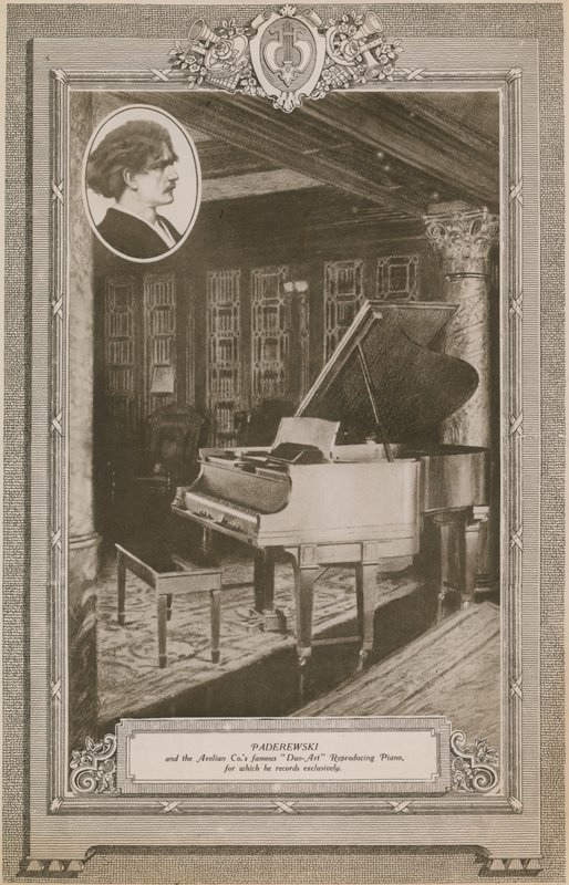 Ignacy Jan Paderewski ve Aeolian Company ünlü Duo-Art Reprodüksiyon Piyano by English Photographer