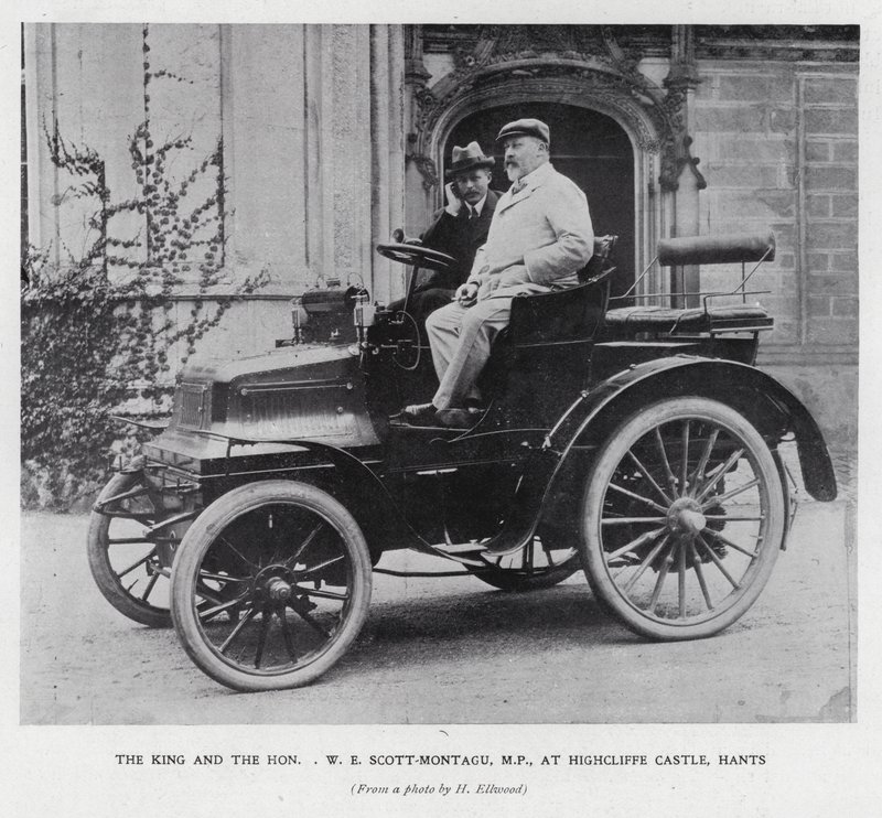 King Edward VII, Milletvekili WE Scott-Montagu ile Hampshire, Highcliffe Castle'da (s/b fotoğraf) by English Photographer