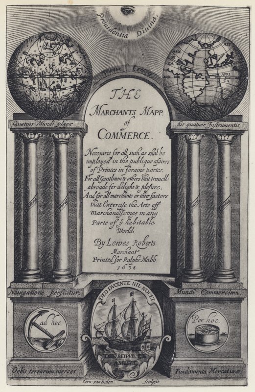 L Roberts, The Merchants Mapp of Commerce, R Mabb 1638 (s/b fotoğraf) by English Photographer