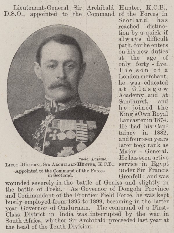 Korgeneral Sir Archibald Hunter, KKB, İskoçya