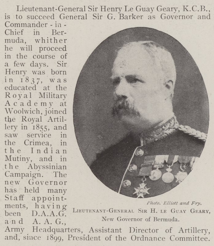 Korgeneral Sir H Le Guay Geary, Bermuda