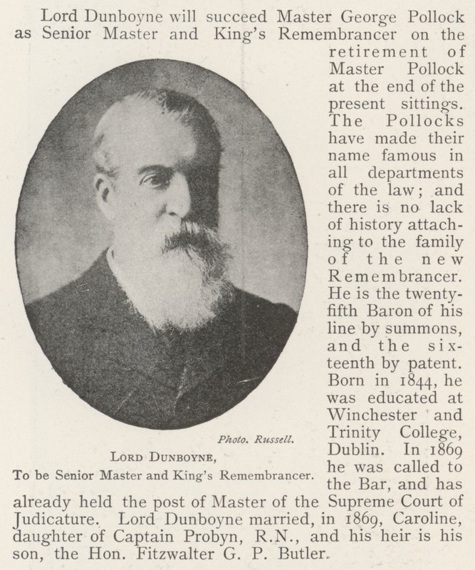 Lord Dunboyne, Kıdemli Usta ve Kings Hatıracısı olacak by English Photographer