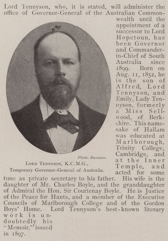 Lord Tennyson, KCMG, Avustralya Geçici Genel Valisi by English Photographer