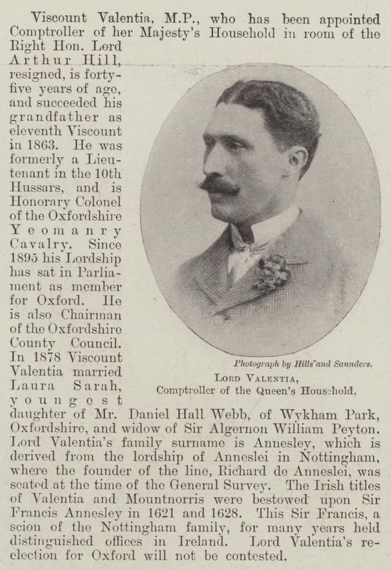 Lord Valentia, Queens Hanedanı Denetçisi by English Photographer