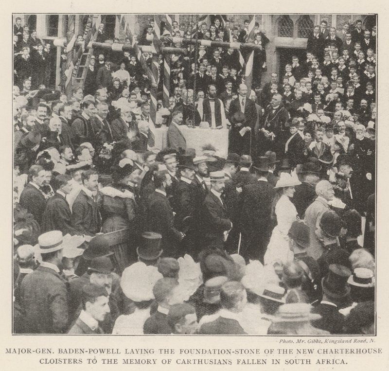 Tümgeneral Baden-Powell, Yeni Charterhouse Manastırlarının Temel Taşını Güney Afrika