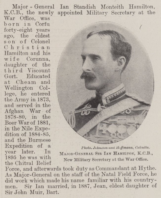 Tümgeneral Sir Ian Hamilton, KCB, Savaş Ofisinde Yeni Askeri Sekreter by English Photographer