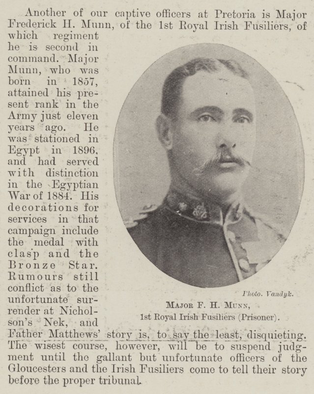 Binbaşı FH Munn, 1. İrlanda Kraliyet Piyadeleri (Mahkum) by English Photographer