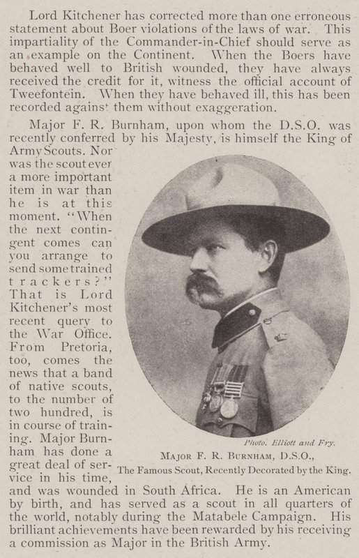 Binbaşı FR Burnham, DSO, Ünlü İzci, yakın zamanda Kral tarafından dekore edildi by English Photographer