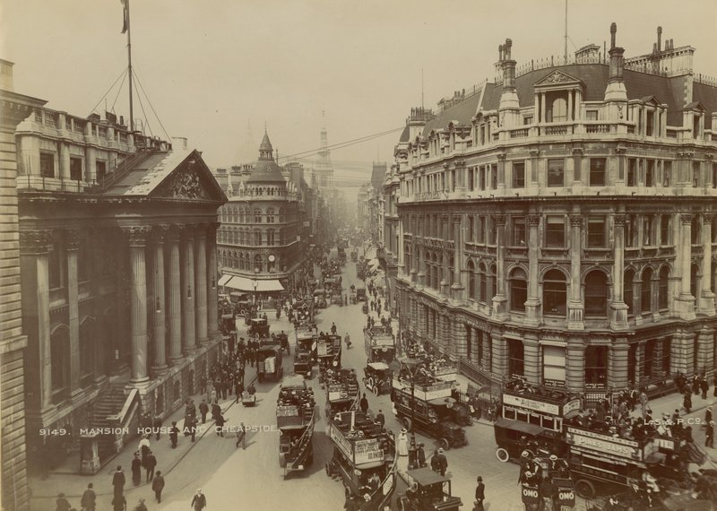 Mansion House, Queen Victoria Street ve Cheapside, Londra by English Photographer