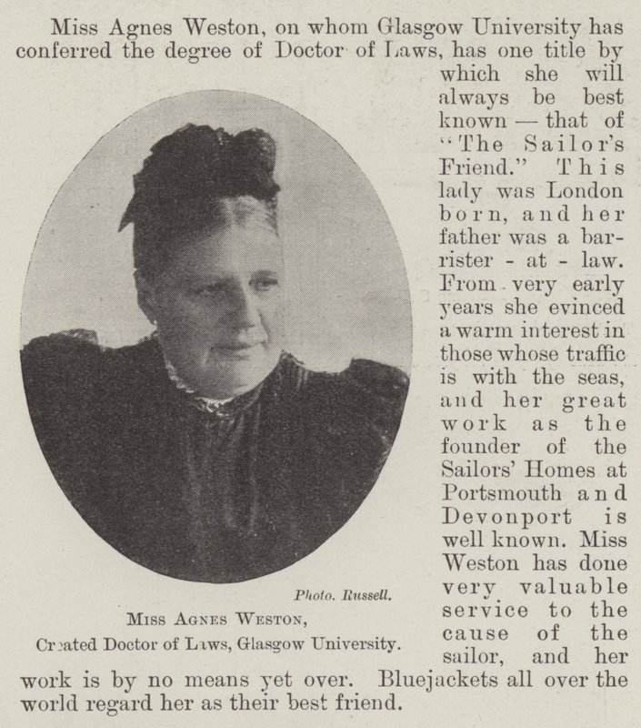 Bayan Agnes Weston, Glasgow Üniversitesi Hukuk Doktoru