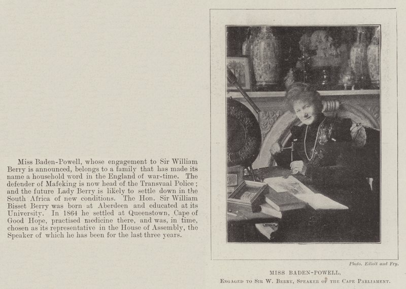 Bayan Baden-Powell, Cape Parlamentosu Başkanı Sir W Berry ile nişanlandı by English Photographer
