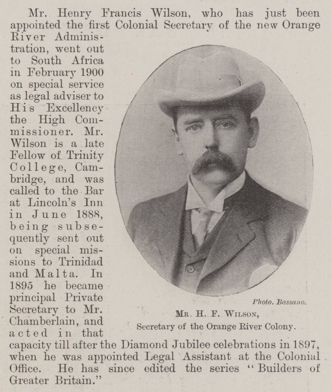 Bay HF Wilson, Orange River Kolonisi Sekreteri by English Photographer