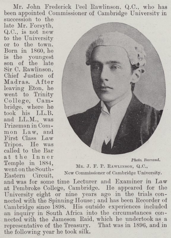 Bay JFP Rawlinson, Kalite Kontrol, Cambridge Üniversitesi Yeni Komiseri by English Photographer