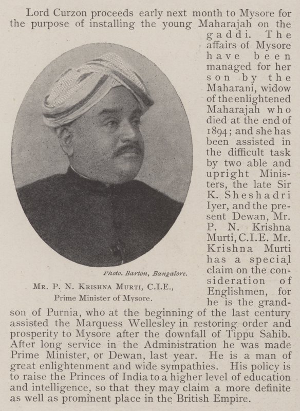 Bay PN Krishna Murti, CIE, Mysore Başbakanı by English Photographer