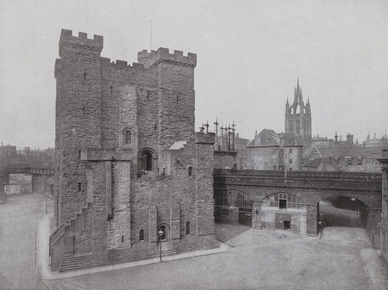 Eski Kale, Kara Kapı ve Katedral, Newcastle (s/b fotoğraf) by English Photographer