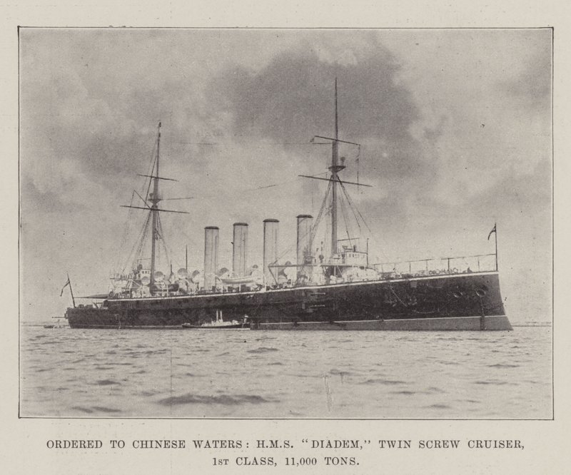 Çin Sularına Sipariş, HMS Diadem, Çift Vidalı Kruvazör, 1. Sınıf, 11.000 Ton by English Photographer