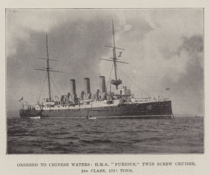 Çin Sularına, HMS Öfkeli, Çift Vidalı Kruvazör, 2. Sınıf, 5750 Ton