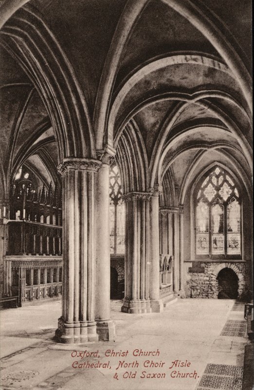 Oxford, Christ Church Katedrali, Kuzey Korosu Koridoru, Eski Sakson Kilisesi (s/b fotoğraf) by English Photographer