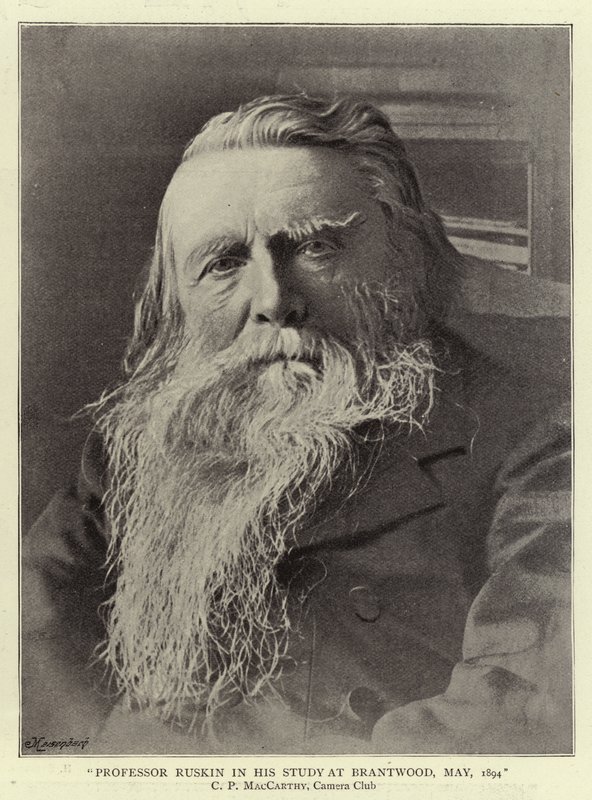Profesör Ruskin, Brantwood'daki Çalışmasında, Mayıs 1894 by English Photographer